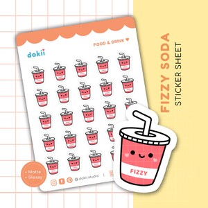 Fizzy Soda Sticker Sheet | Fizzy Soda Planner Stickers Fast Food Drink Stickers Fizzy Drink Planner Stickers Soda Pop Stickers Cheat Day