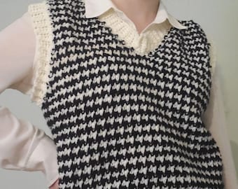 The Houndstooth Sweater Vest Crochet Pattern (PDF ONLY)