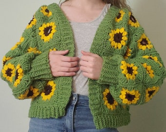 Il modello del cardigan con girasole all'uncinetto (SOLO FILE PDF!)