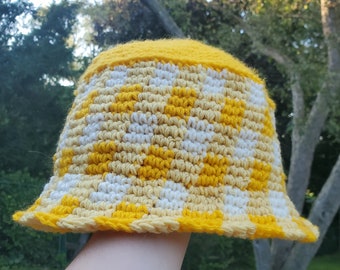 The Gingham Bucket Hat Crochet Pattern (PDF FILE ONLY!!)