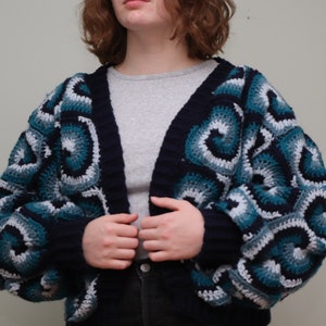 Swirl Granny Square Cardigan Crochet Pattern (PDF FILE ONLY)
