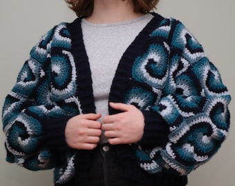 Swirl Granny Square Cardigan Crochet Pattern (PDF FILE ONLY)