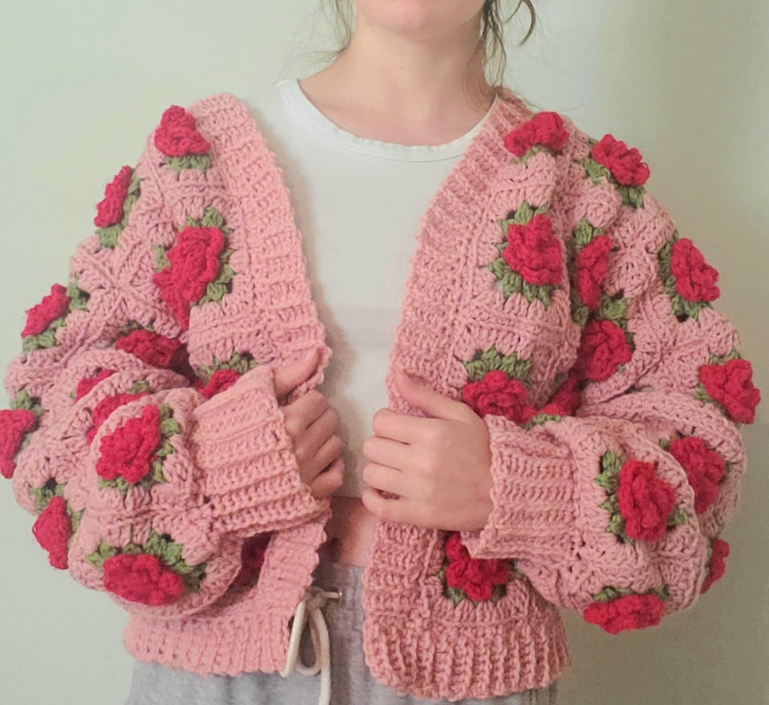 danbo♡】Rose flower motif cardigan The Rose Cardigan Crochet