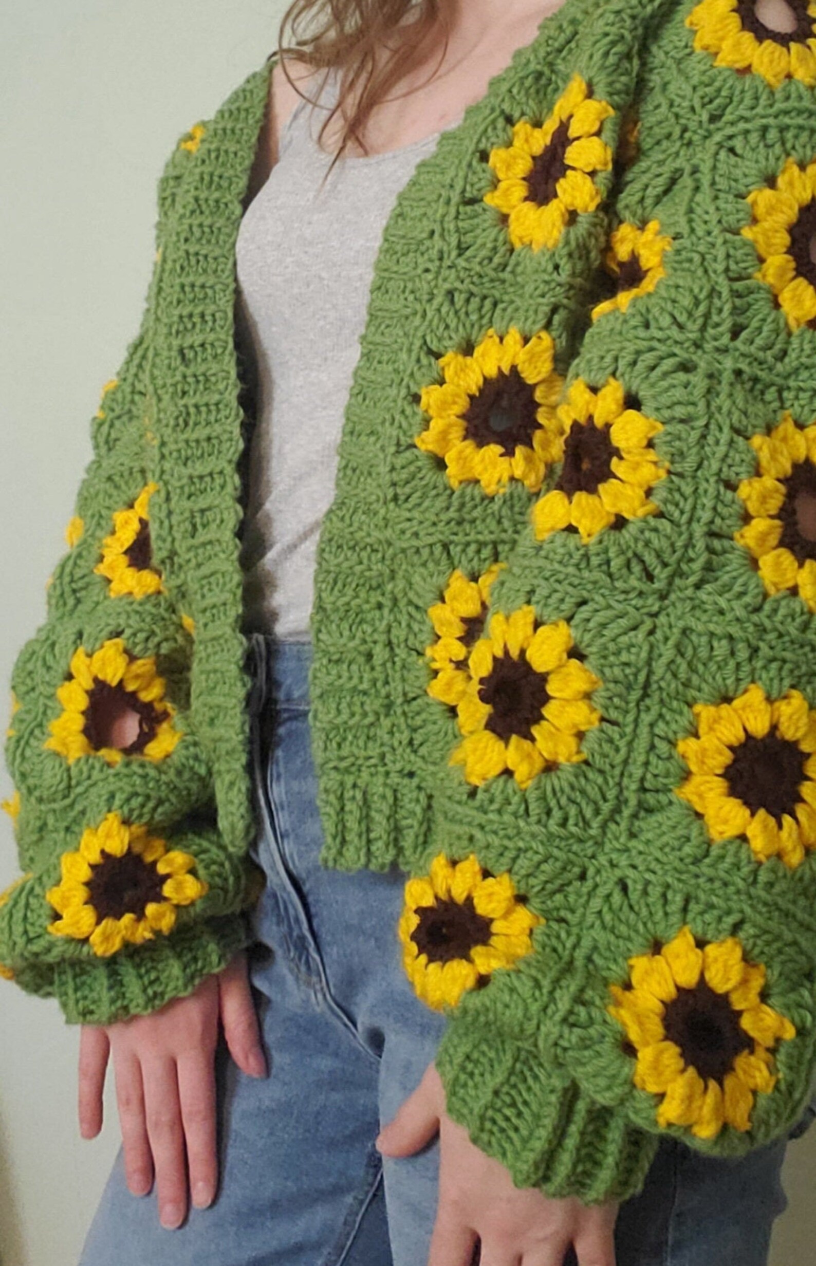 sunflower cardigan crochet