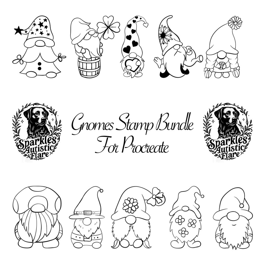 Gnome Stamp Brush Set for Procreate | Whimsical Clipart (digital ...