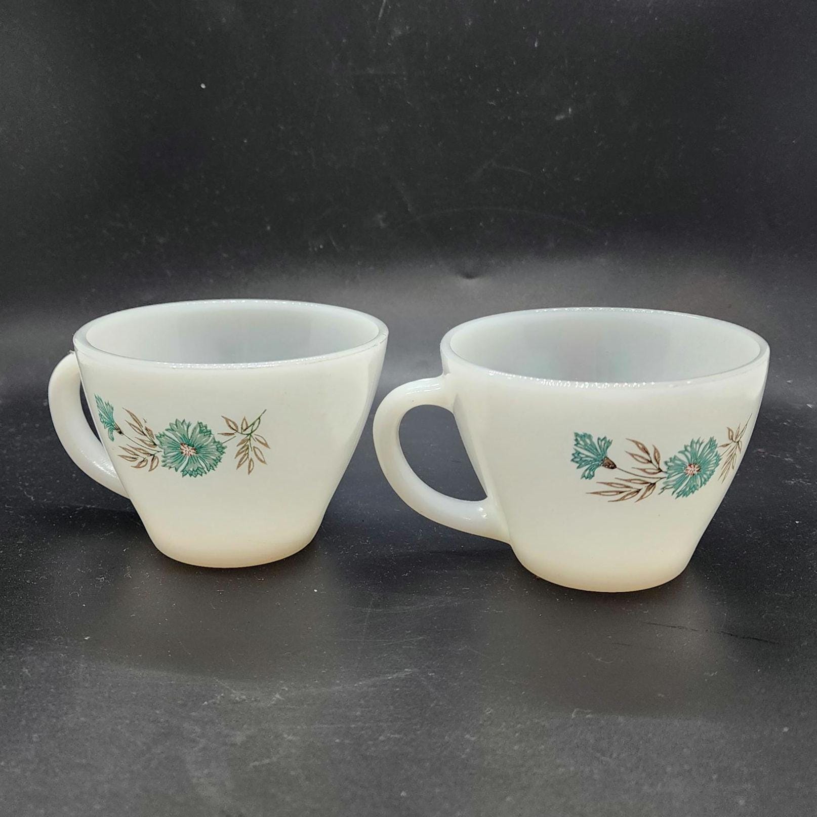 Fire King Oven Ware Milk Glass Bonnie Blue Cornflower Set of 2