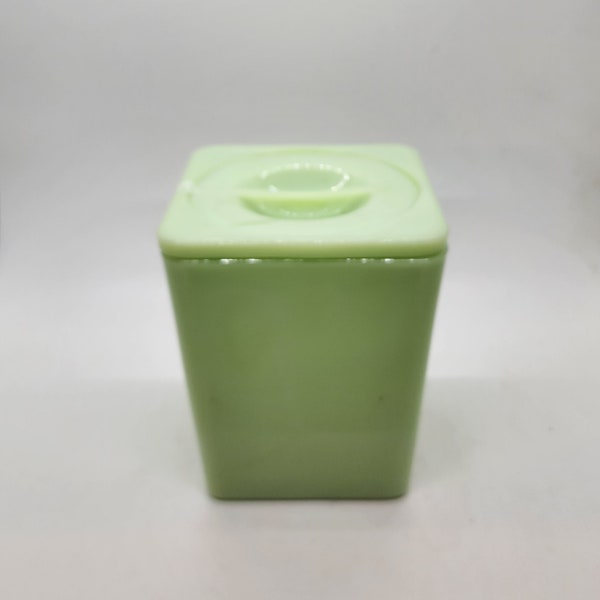 Vintage Uranium Jadeite Tall Square Canister with Lid - Storage Jar - Rare