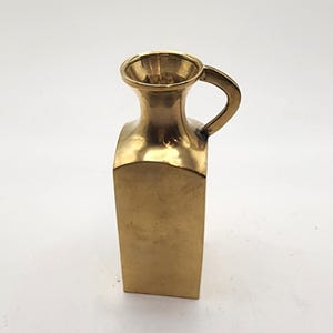 Solid Cast Brass Square Pitcher Jug Vase Cruet Farmhouse Cottagecore MCC Decor Vintage