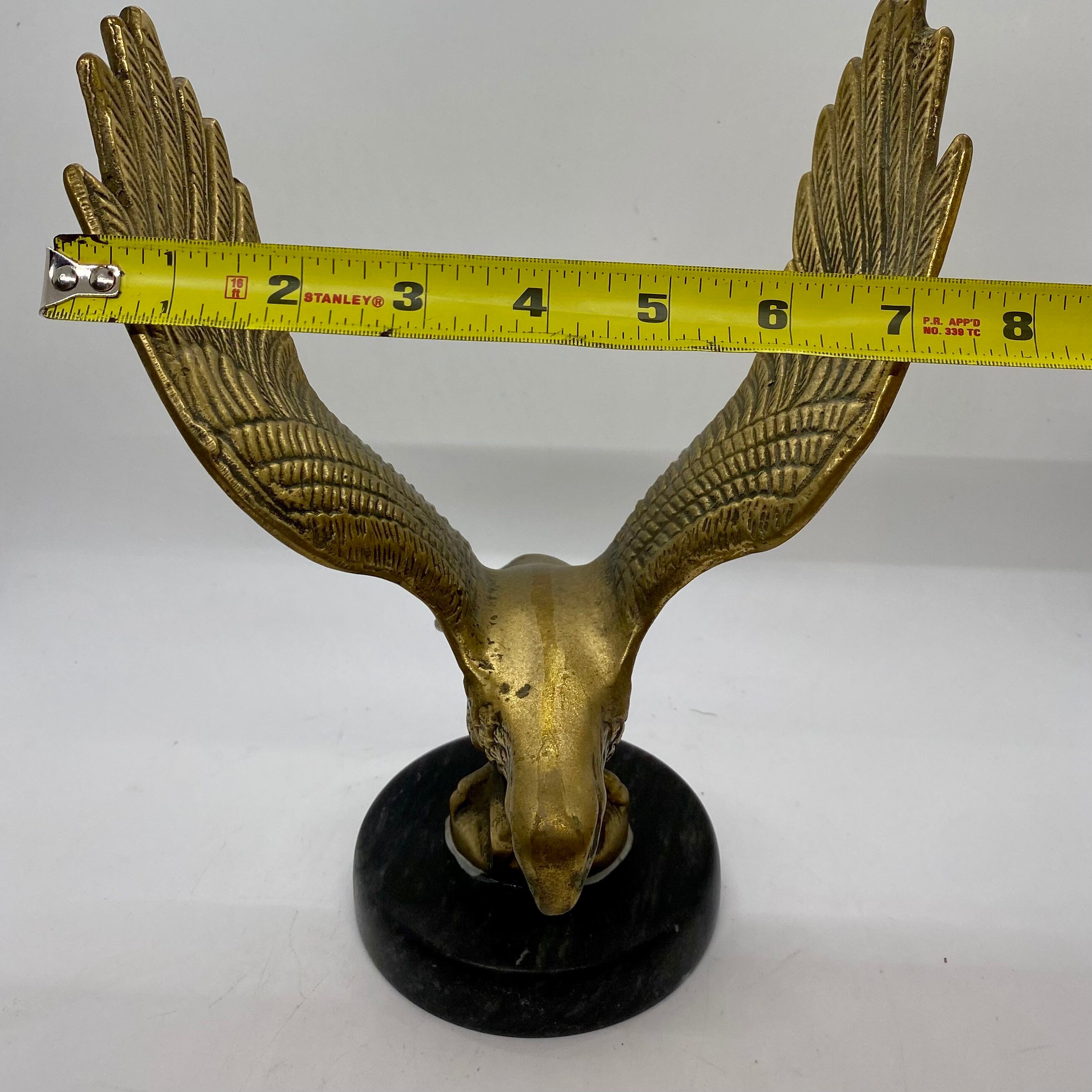Brass Eagle Statue With Marble Base Mid Century Large Brass Etsy UK