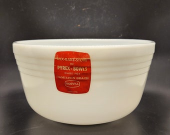 Vintage Pyrex Hamilton Beach witte melkglas geribbelde Hamilton Beach mengkom Vintage