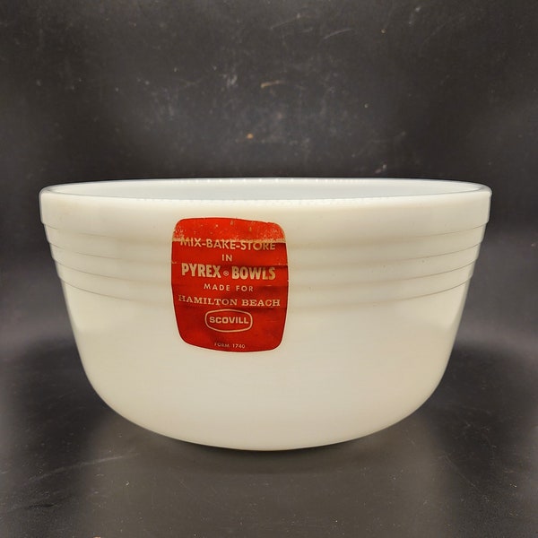 Vintage Pyrex Hamilton Beach White Milk Glass Ribbed Hamilton Beach Mixing Bowl Vintage