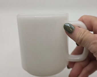 Vintage merkloze melkglas koffiemok wit