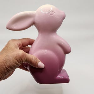 Ombre Pink Ceramic Bunny Rabbit Hand-painted Figurine