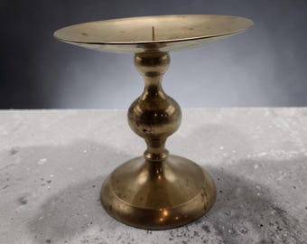 Vintage Solid Brass Candle Holde with Spike for Pillar Candle