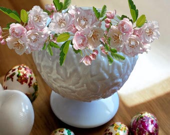 Vintage Westmoreland Rose Bowl Kompott Milchglas mit geprägten Blumen Decor Sammlerstücken