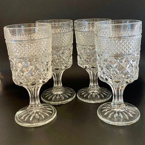 Anchor Hocking Wexford Clear Glass Set of Four Goblets Stemware Juice Wine