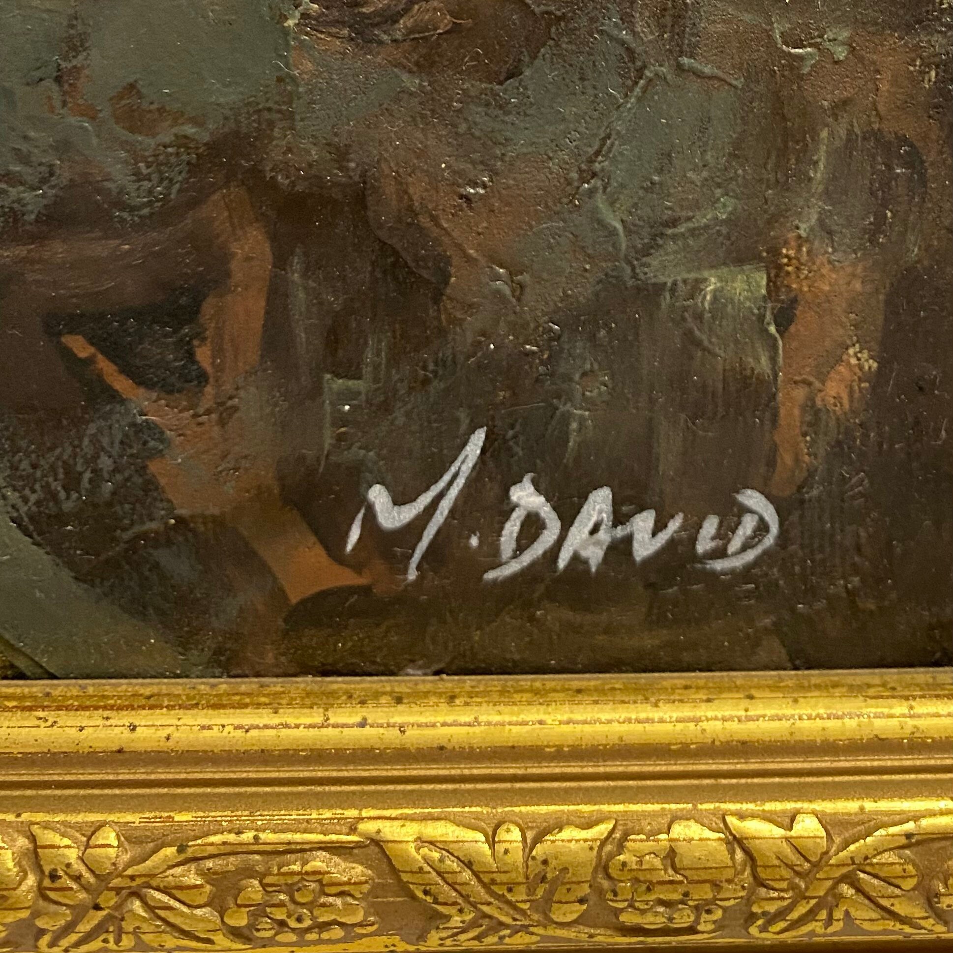 Signed Oil Painting Gold Frame Artist M. David Etsy