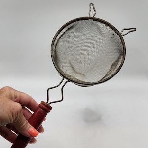Strainer with Wooden Handle Rustic Kitschy Decor Vintage