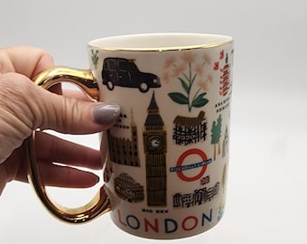 Anthropologie Rifle Paper Co Mug Bon Voyage Cities Cup London Tokyo Paris