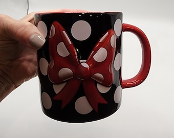 Disney Minnie Mouse Coffee Mug, 3D Polka Dot Bow