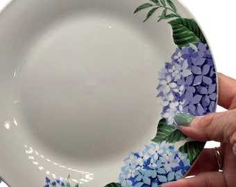 Royal Norfolk BLUE HYDRANGEA Salad / Dessert Plates Floral Spring Purple Wild Flower Set of 2