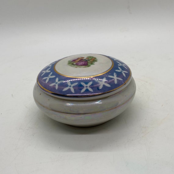 Small Japan Vintage Porcelain Trinket Box Jewelry… - image 1