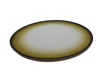 RARE Vintage Anchor Hocking 12" Serving Platter Cake Plate Ombré Green snd Black Milk Glass