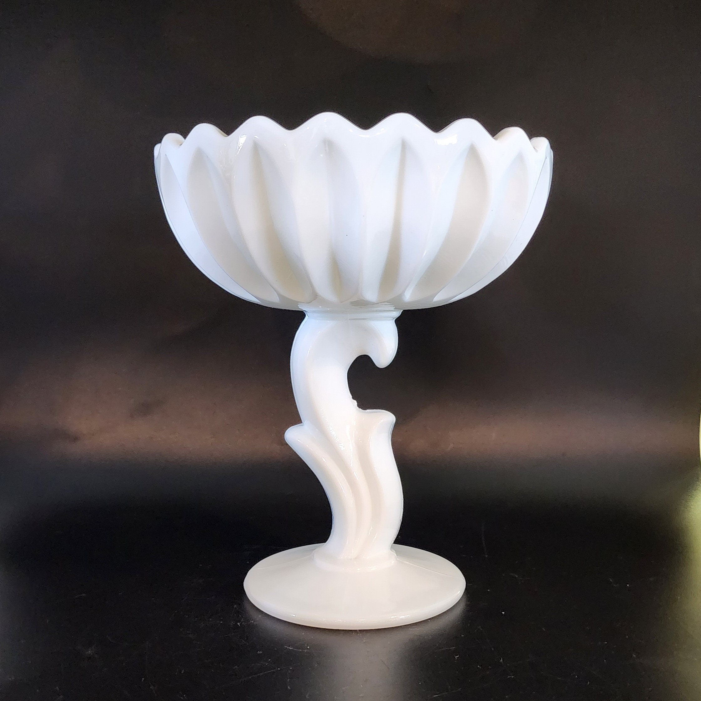 Indiana Milk Glass Lotus Blossom Compote