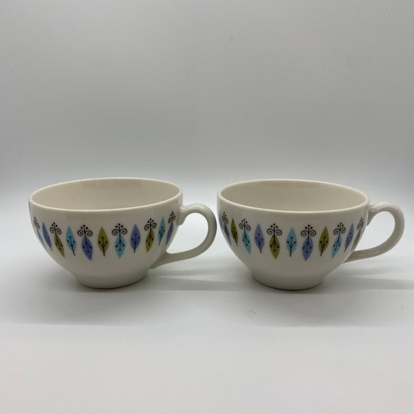 Nordic Pattern Cups, Carefree True China by Syracuse, Nordic, Restaurant-ware Set of Two Vintage