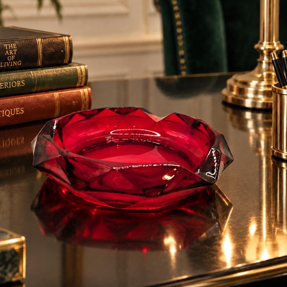 Red Glass Ashtray - Etsy