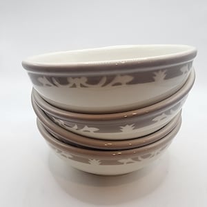 Syracuse China USA 95K Nutmeg Restaurant Ware 4.75&quot; Fruit Rim Bowls Set of 4
