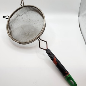 Strainer with Black Wooden Handle Rustic Kitschy Decor Vintage
