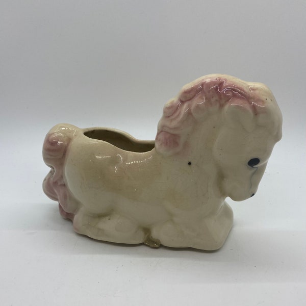 Shawnee Horse Pony Planter - Pink and Cream Vintage