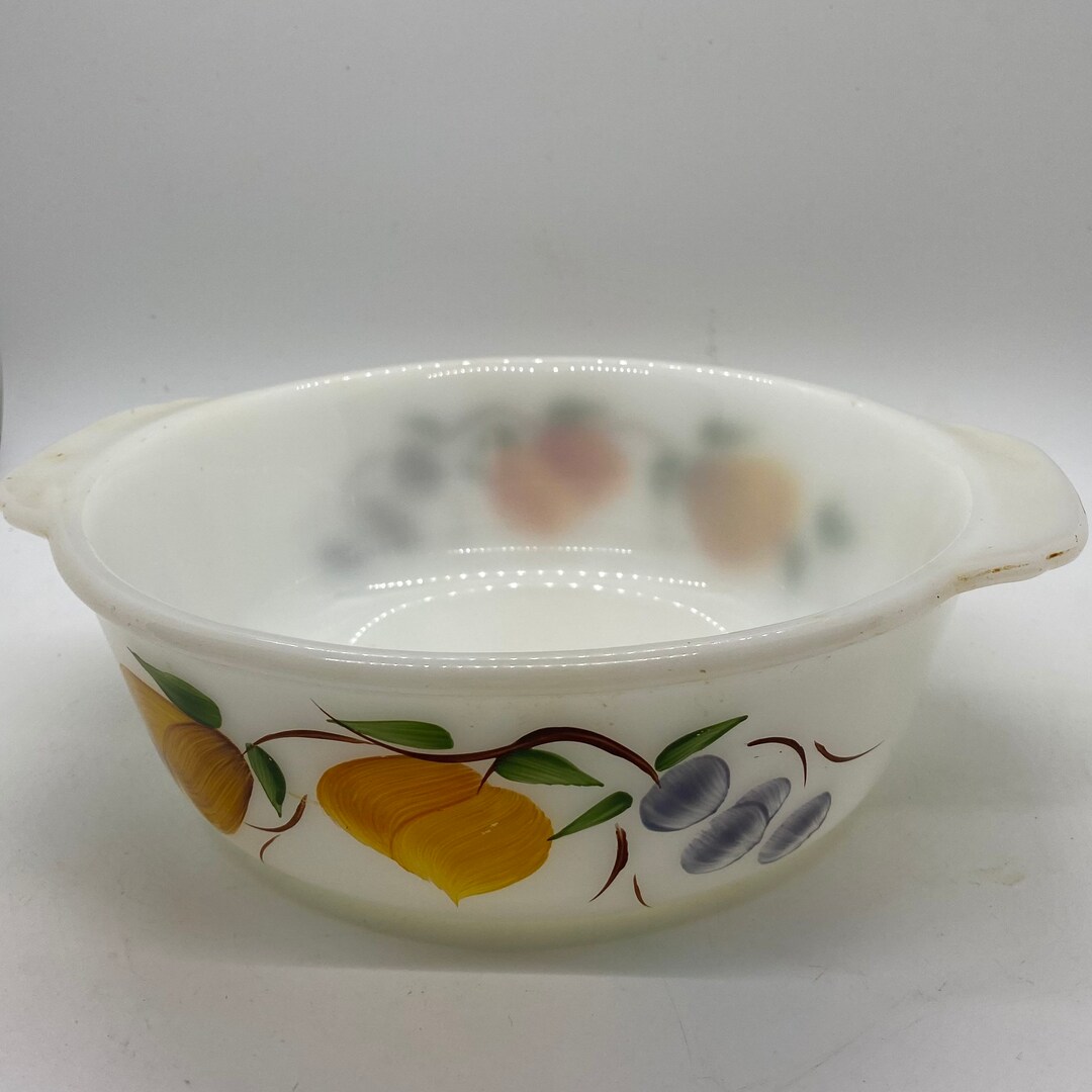 1960s Anchor Hocking Fireking Handpainted Fruit Vintage Etsy