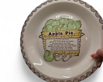 Plato de cerámica vintage de 25 cm para tarta de manzana verde