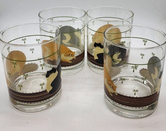 Warren Kimble 4 1/2 oz Ensemble de 4 pierres en verre, collection Cat, vintage