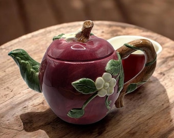 Appel keramiek aardewerk theepot vintage mojolica-stijl