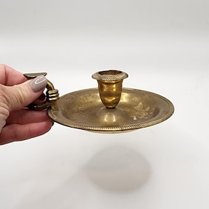 Brass Candle Holder with Handle Hollywood Regency BOHO Vintage