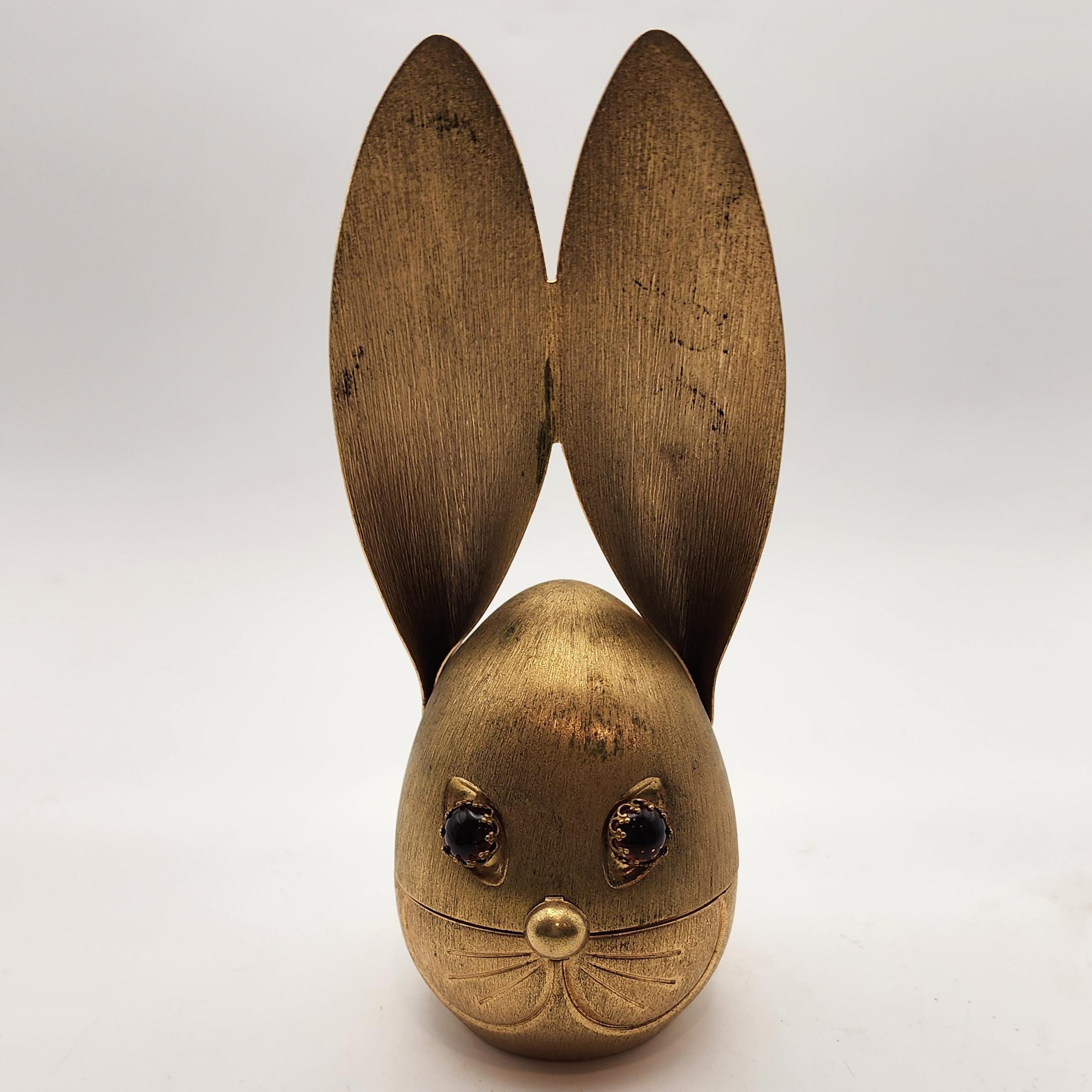 Vintage Brushed Brass Gold Tone Bunny Rabbit Coin Bank, by Napier - Etsy