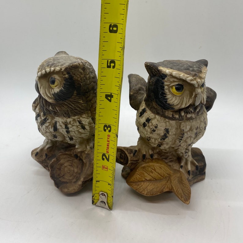 Porcelain Owl Figurines Two Vintage HOMCO Owls Brown White Etsy