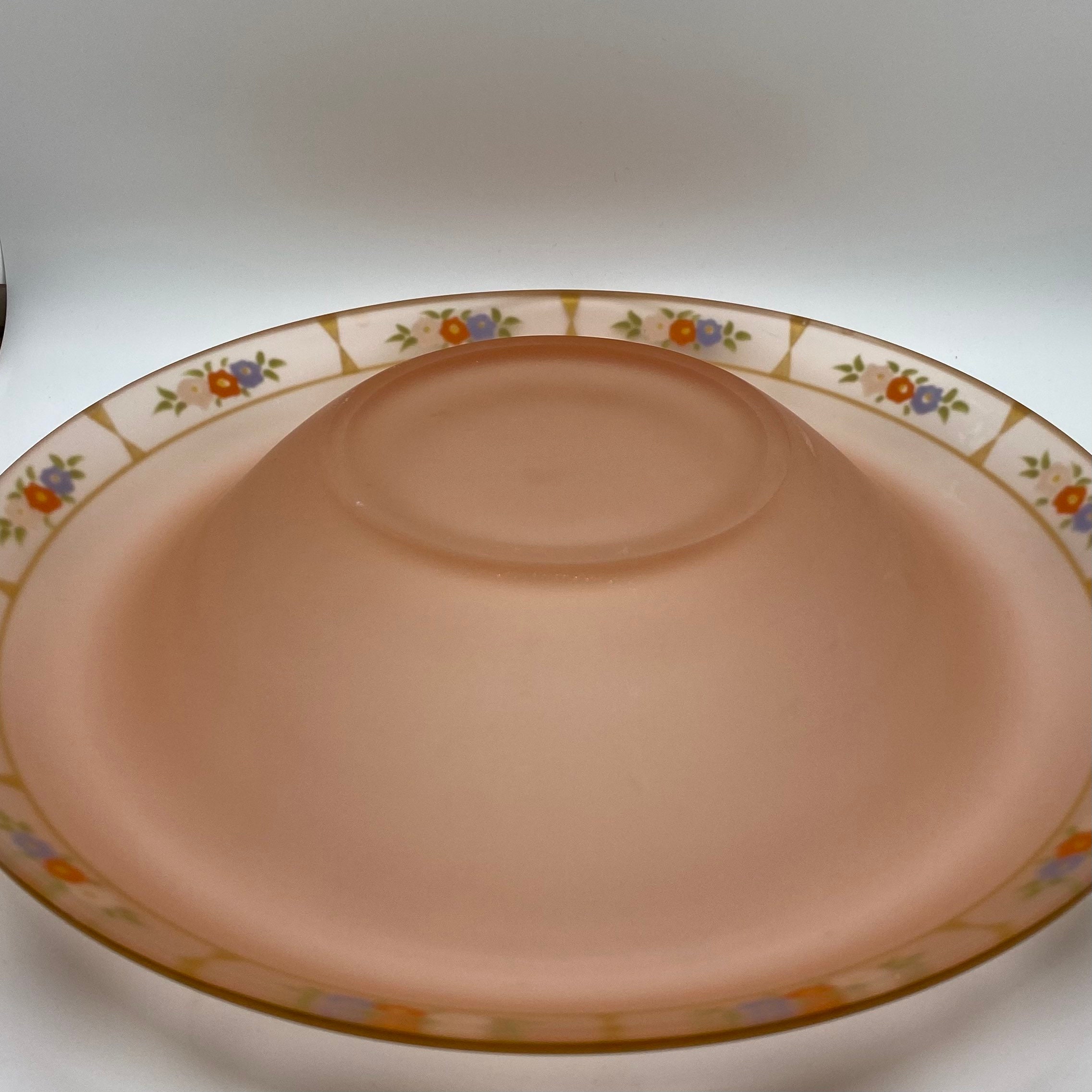 Pink Satin Frosted Vintage Console Bowl With Floral Motif Etsy