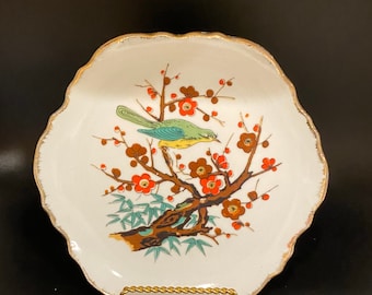 Hand Painted French Porcelain Bird Plate Vintage