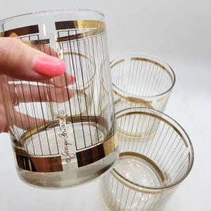 Georges Briard Rocks Gold Striped Glasses Set of 4 Vintage