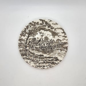 Myott Staffordshire Royal Mail Brown & Cream 6&quot; Bread Plate Made in England Vintage