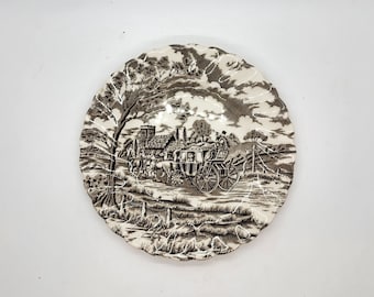 Myott Staffordshire Royal Mail Brown & Cream 6" Bread Plate Made in England Vintage