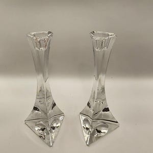 Pair of 2- Taper Triangular Candle Stick Holders Triangular 7"