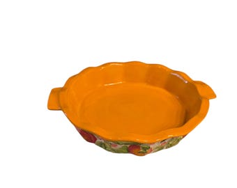 Plato para tarta de cerámica con borde festoneado Temptations color melocotón