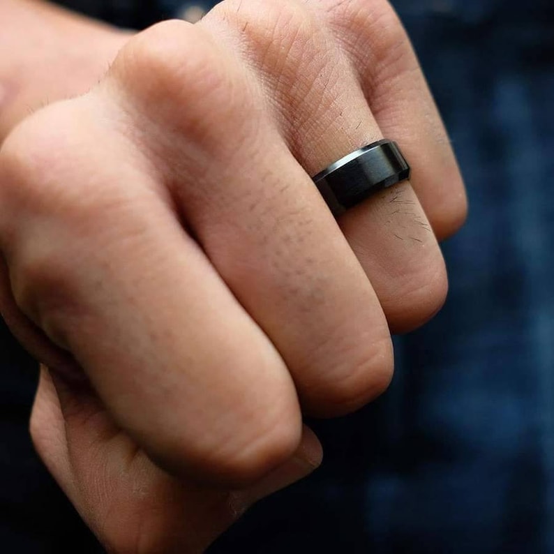 Mens Black Titanium Wedding Band Hypoallergenic Titanium Black Ring Mens Black Titanium Ring Rings Titanium Band Black Titanium Ring