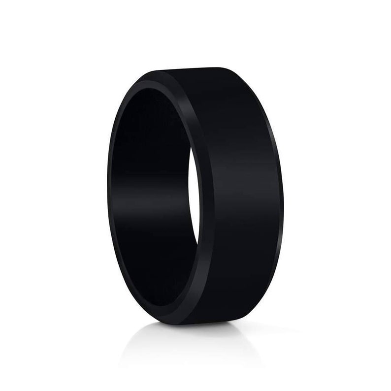Mens Black Titanium Wedding Band Hypoallergenic Titanium Black Ring Mens Black Titanium Ring Rings Titanium Band Black Titanium Ring