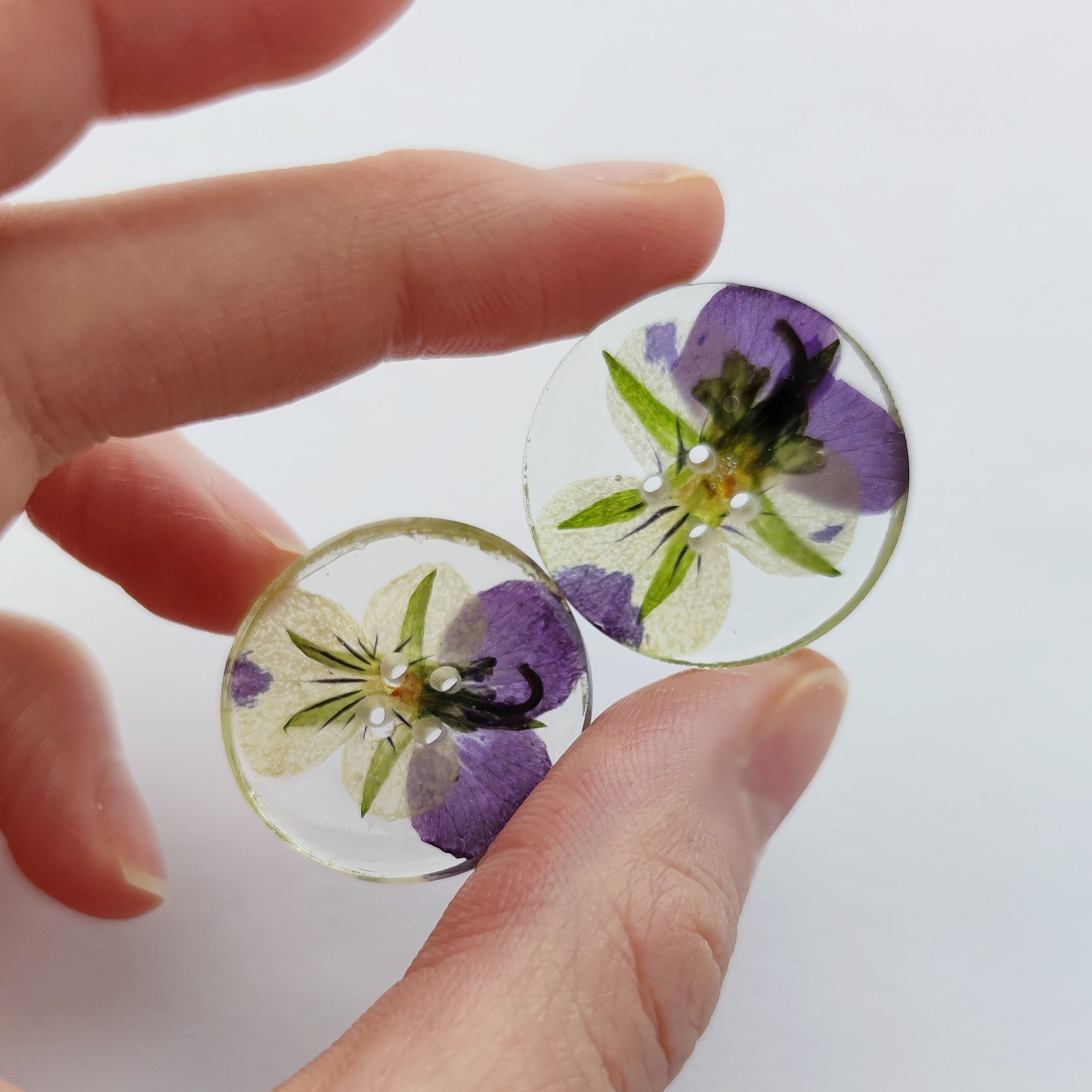 1 pc 25 mm 1 inch Resin buttons real pressed flower Dry flower Etsy
